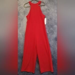 NWT Almost Famous Red Sleeveless High Neck Key Hole Stretch Jumpsuit Women XL